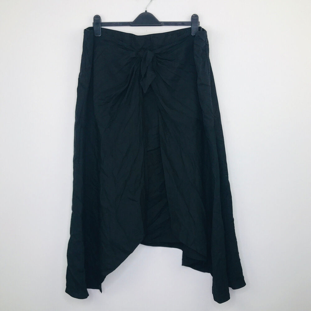 Estelle Women's 3X Skirt Black Solid Roma Midi Wrap Tie Waist Elastic Waist BY2